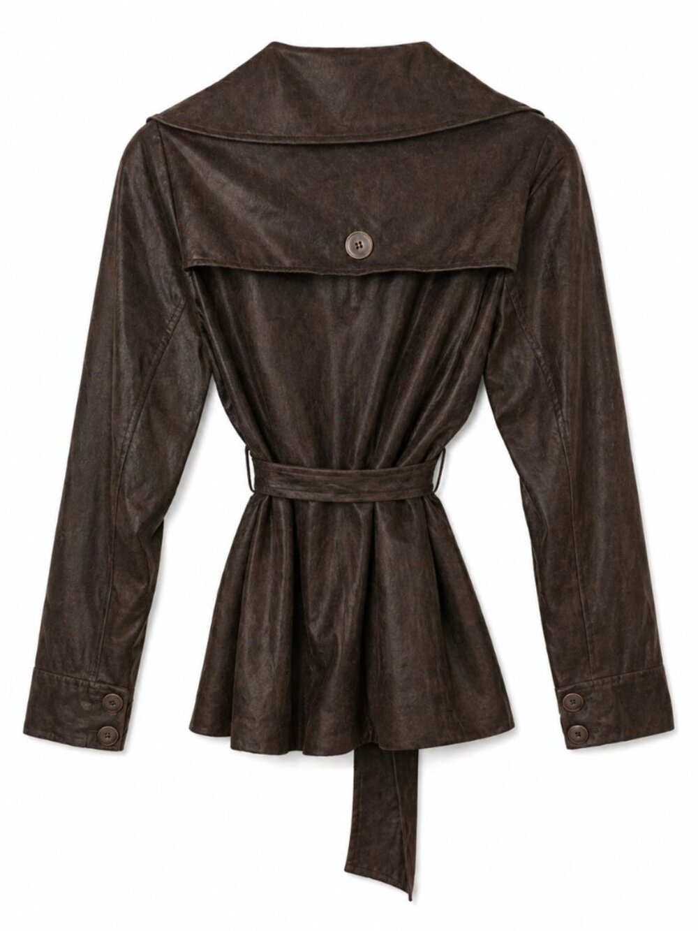 Mario Serrani Italy Brown Faux Leather Belted Trench - Size 12 Retail $290
